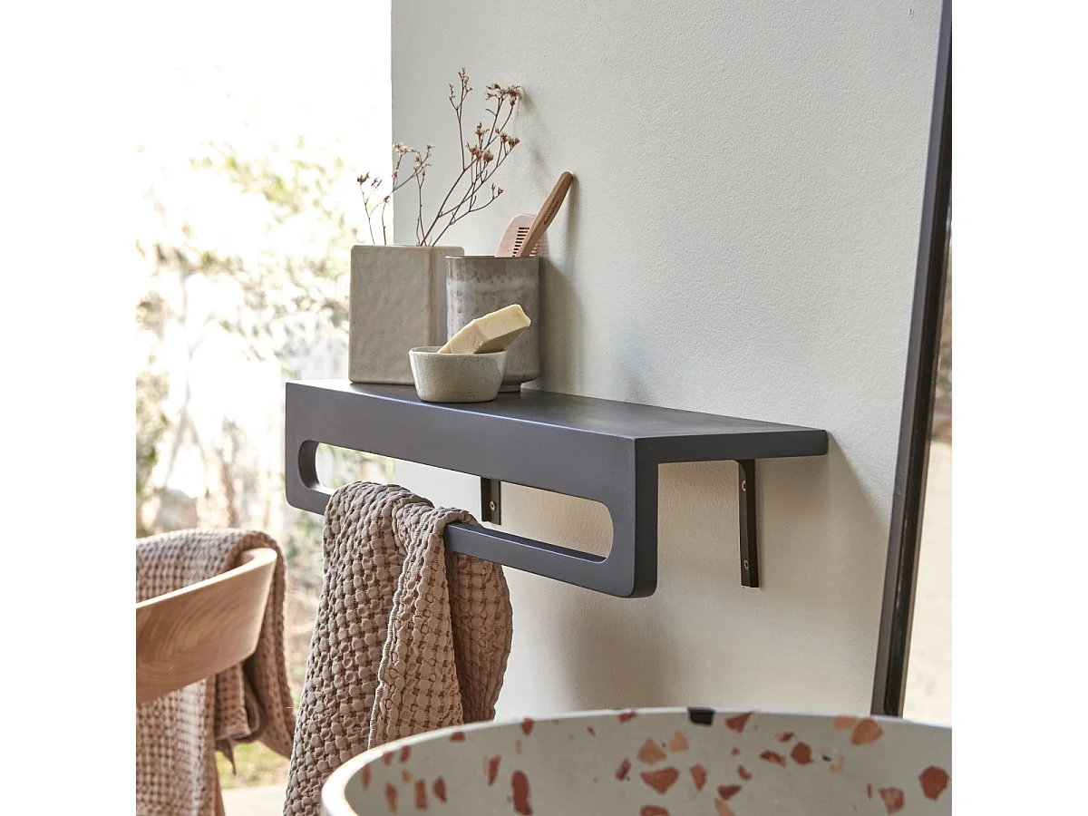Porte serviette mural en terrazzo black Clea