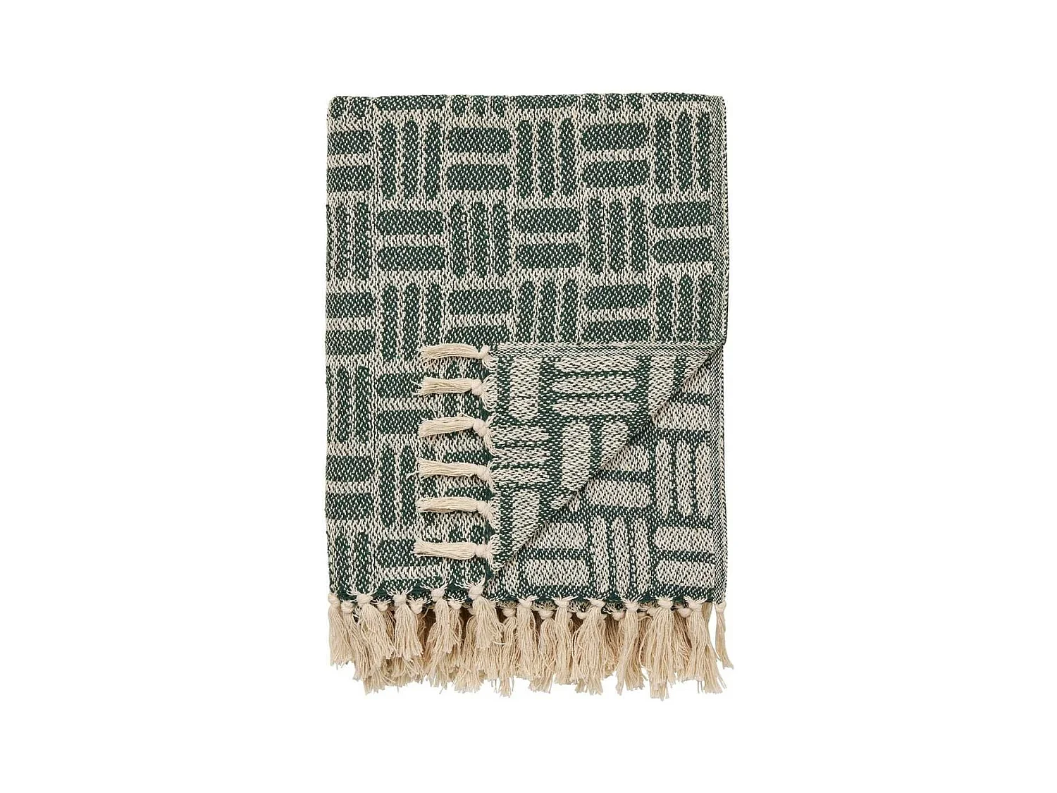 Plaid 130x180cm Vert à Motifs Géométriques - KACY