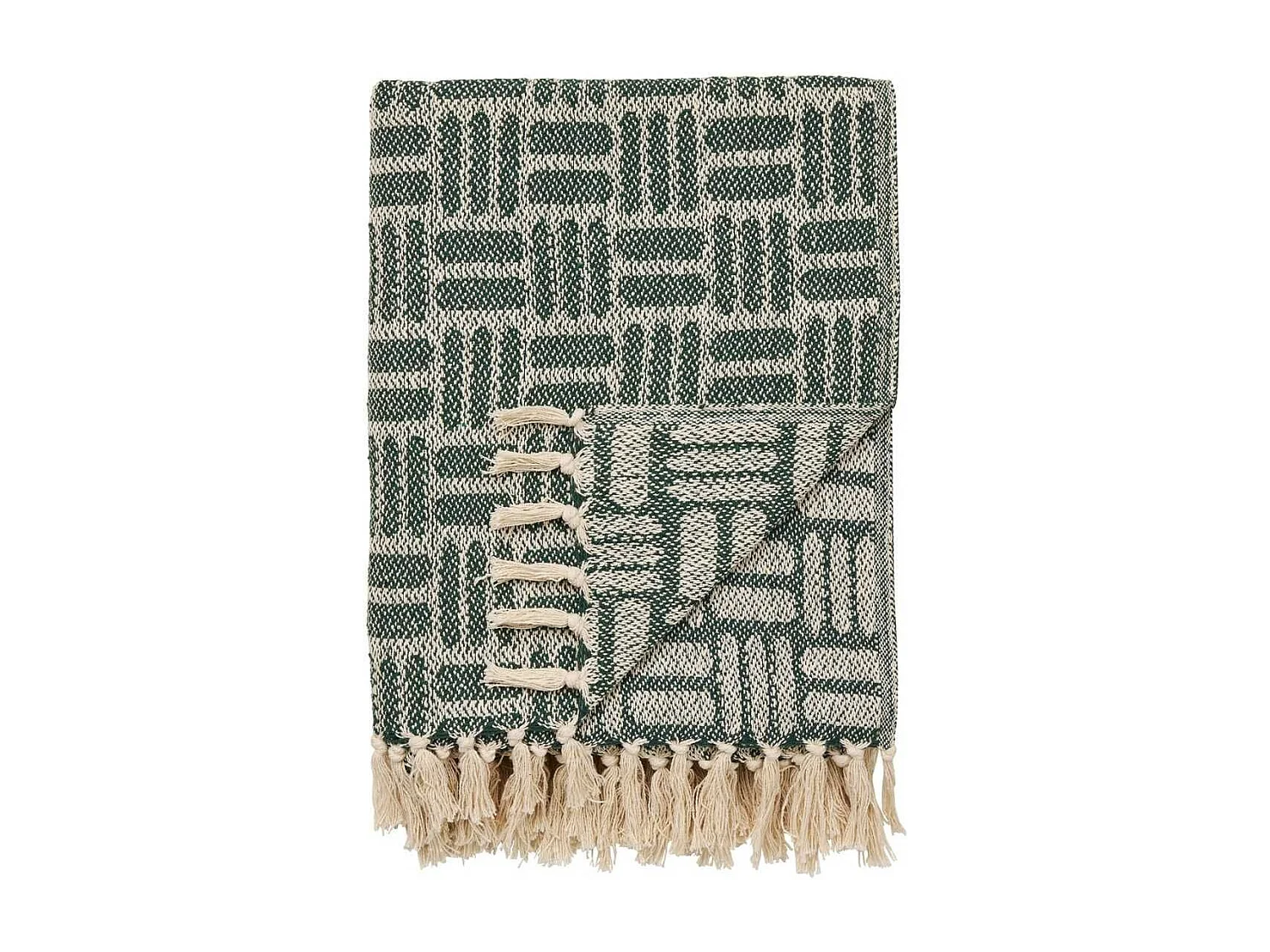 Plaid 130x180cm Vert à Motifs Géométriques - KACY