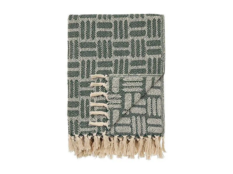 Plaid 130x180cm Vert à Motifs Géométriques - KACY