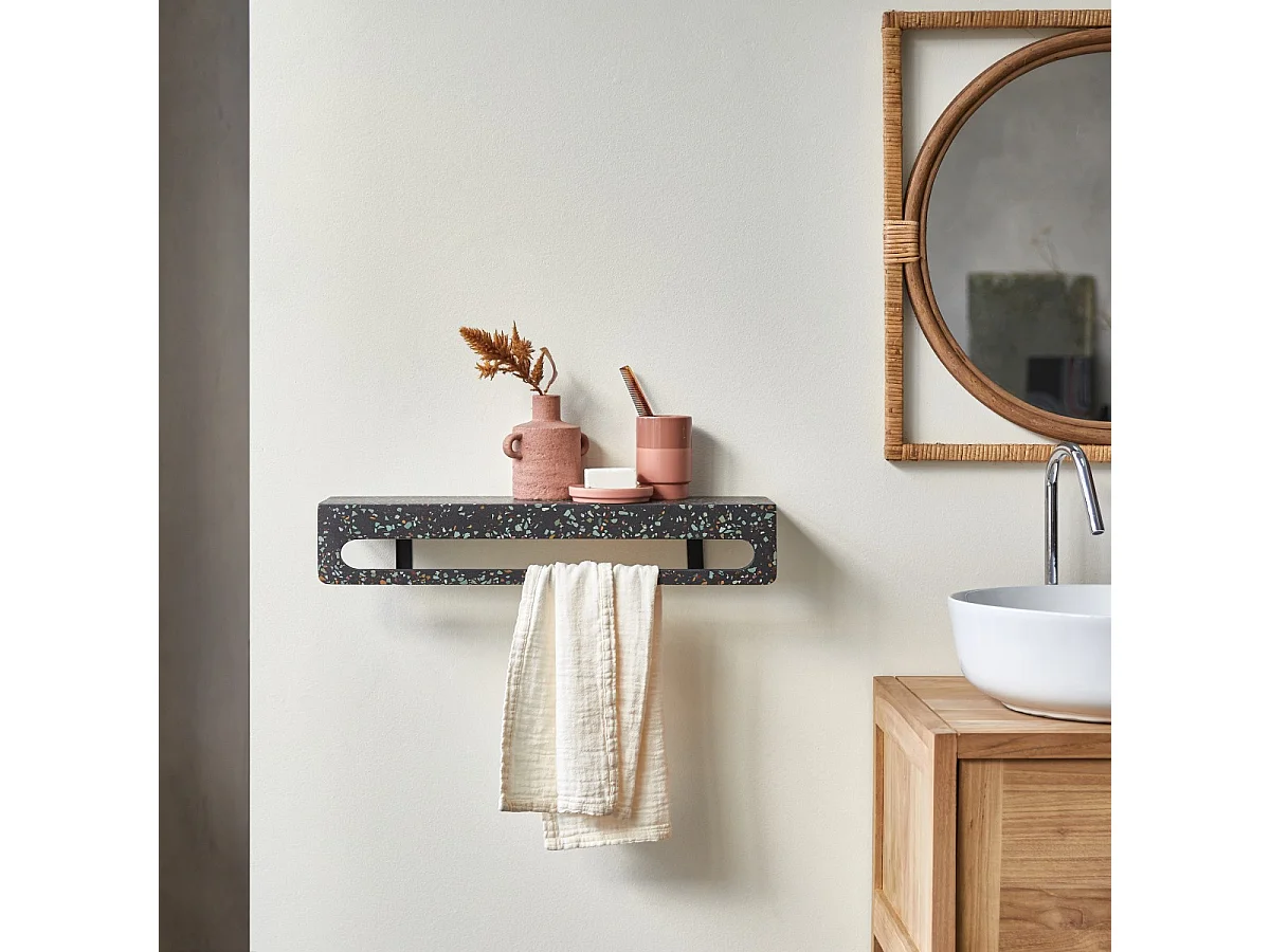 Clea - Wall mounted towel rail in confetti terrazzo