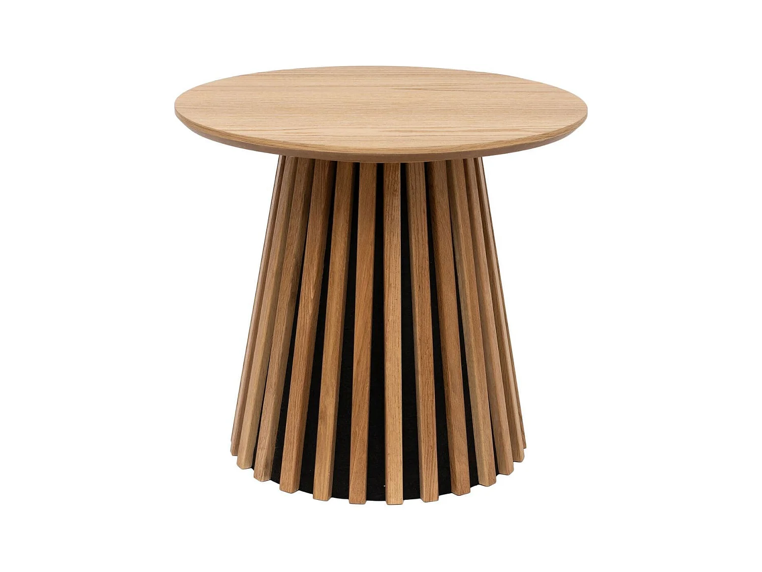 Bout de canapé Rond Pied Central Relief MDF Placage Chêne clair - DUBLIN