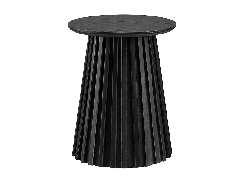 Table d'appoint Ronde Pied Central Relief MDF Placage Chêne noir - DUBLIN