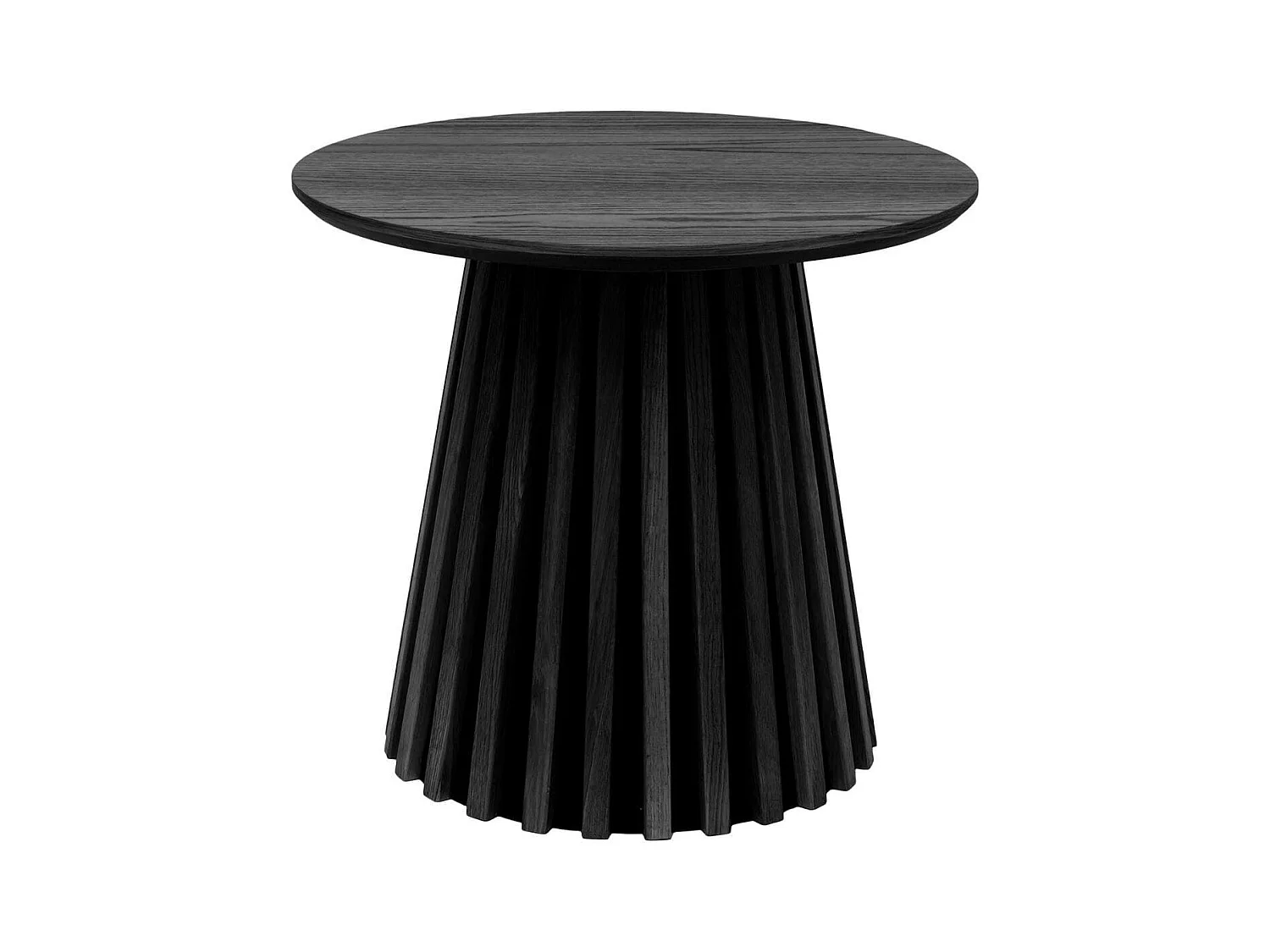 Bout de canapé Rond Pied Central Relief MDF Placage Chêne noir - DUBLIN