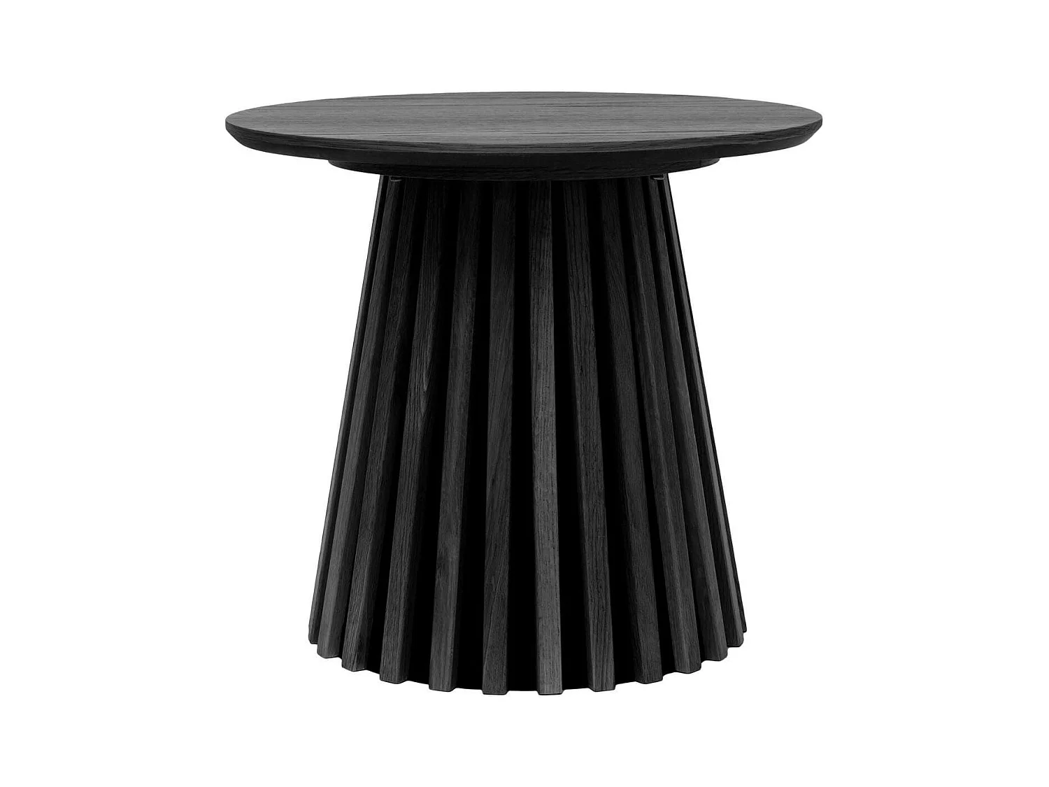 Bout de canapé Rond Pied Central Relief MDF Placage Chêne noir - DUBLIN