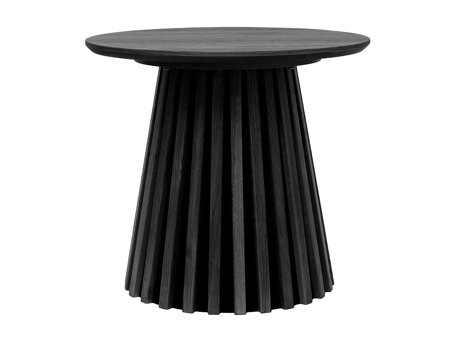 Bout de canapé Rond Pied Central Relief MDF Placage Chêne noir - DUBLIN