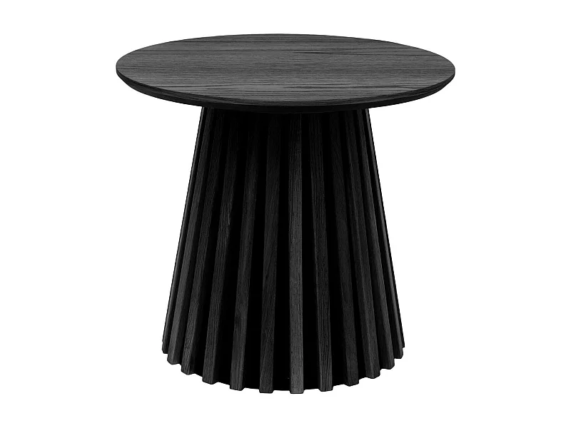 Bout de canapé Rond Pied Central Relief MDF Placage Chêne noir - DUBLIN