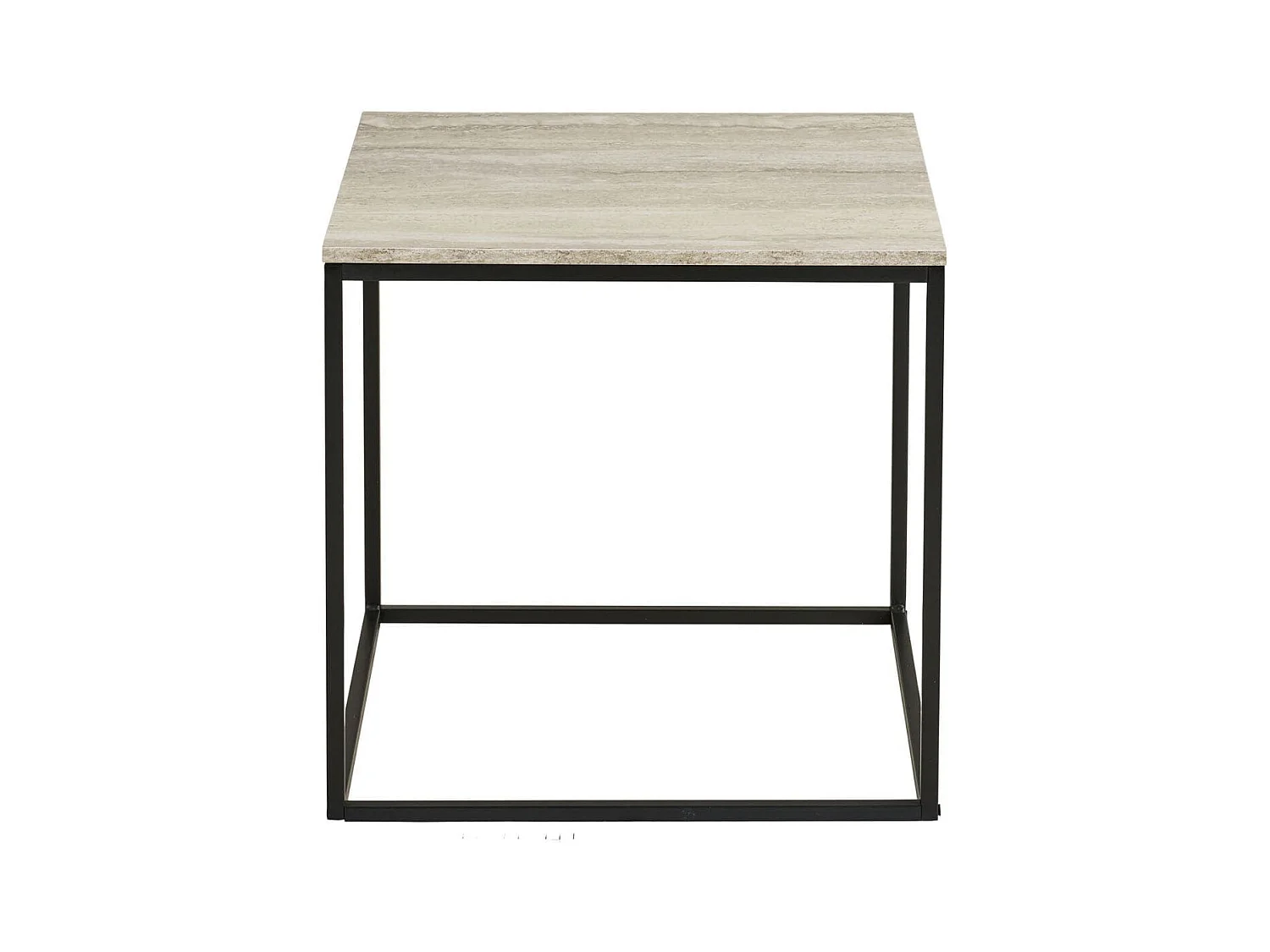 Bout de Canapé carré acier et plateau aspect travertin - ELRALD