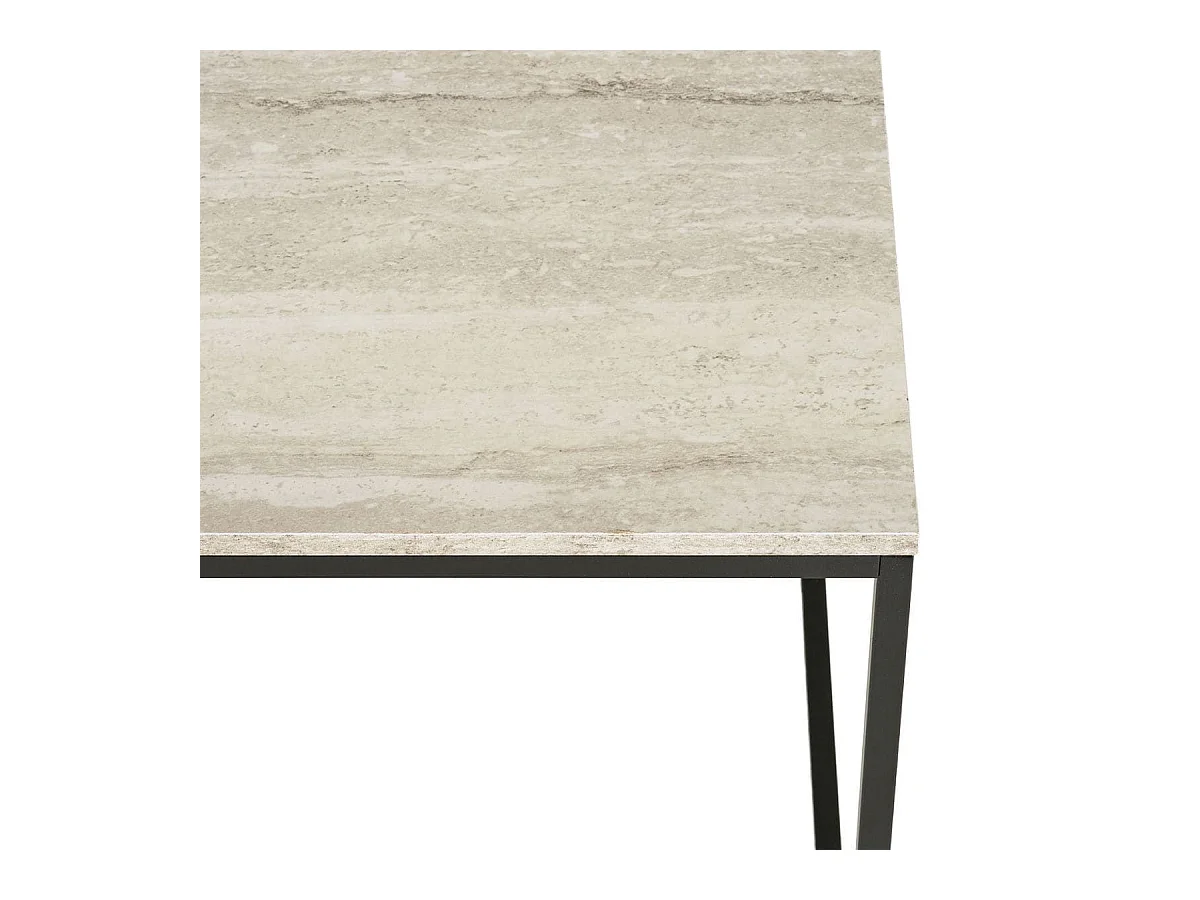 Bout de Canapé carré acier et plateau aspect travertin - ELRALD