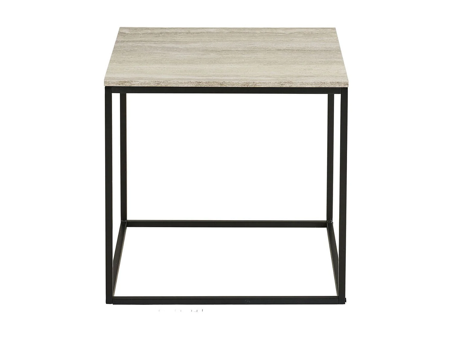 Bout de Canapé carré acier et plateau aspect travertin - ELRALD