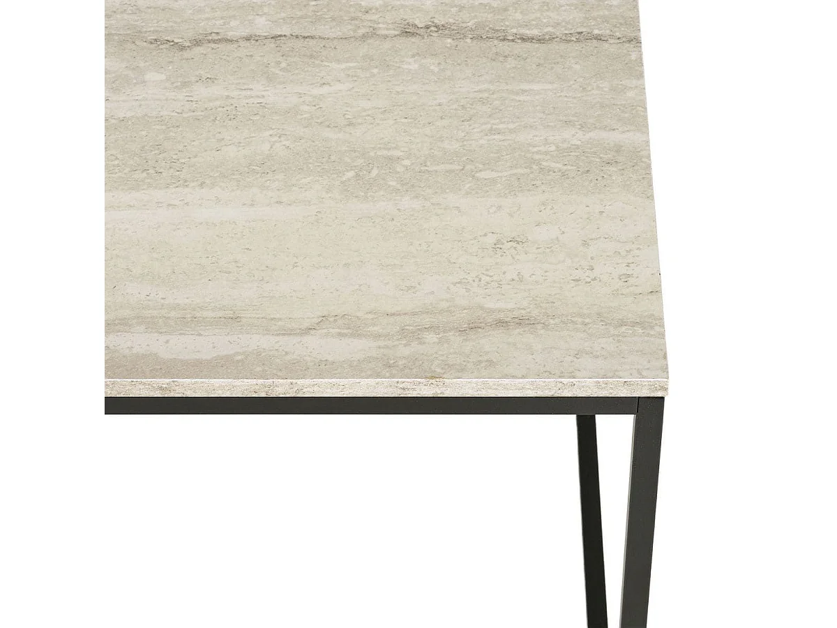 Bout de Canapé carré acier et plateau aspect travertin - ELRALD