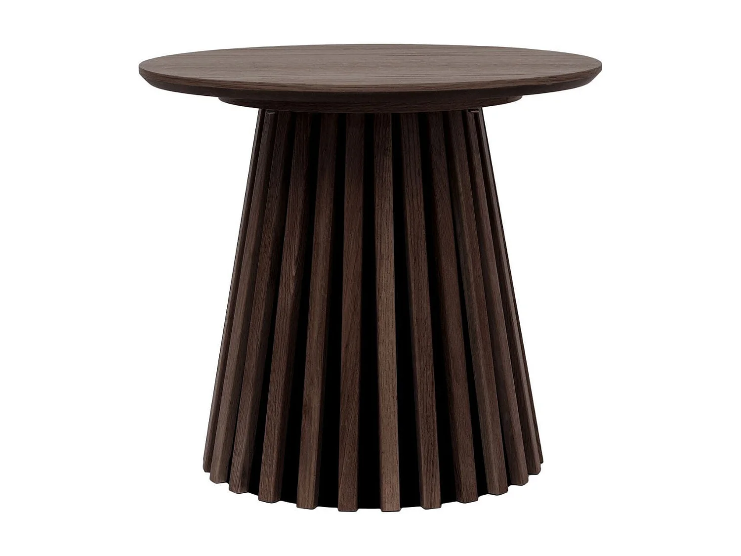 Bout de canapé Rond Pied Central Relief MDF Placage Chêne fumé - DUBLIN