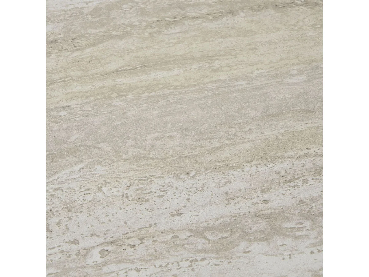 Sellette 2 plateaux en MDF imitation travertin piètement en métal noir - SELYN