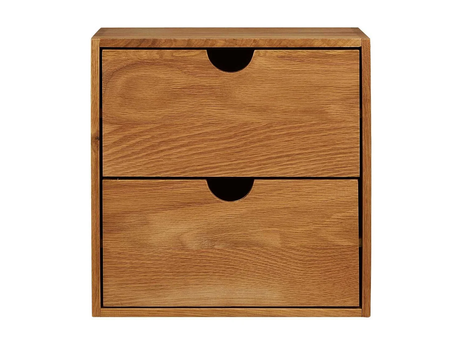 Cube de rangement 2 tiroirs mural ou à poser en chêne massif - VALLY