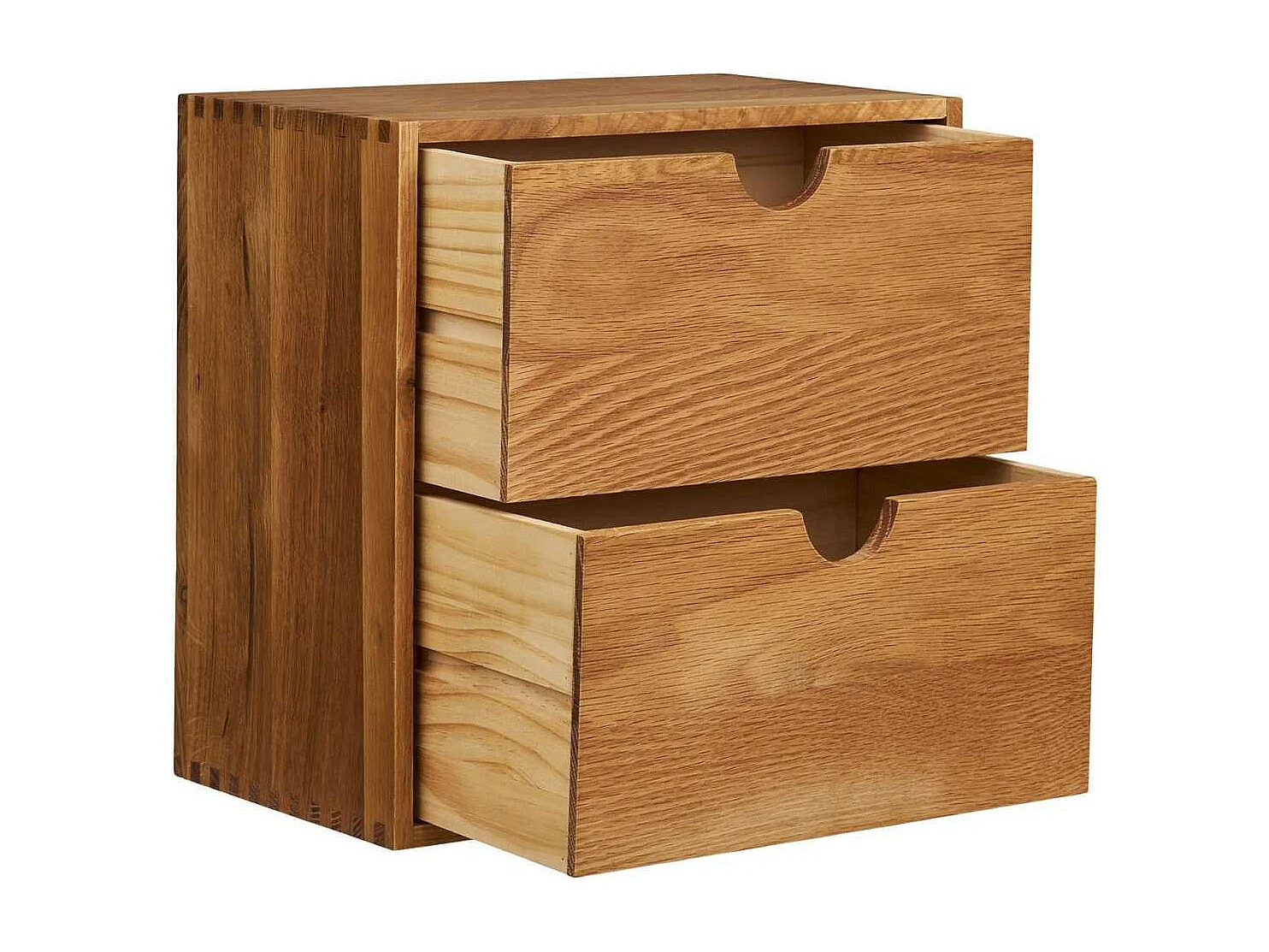 Cube de rangement 2 tiroirs mural ou à poser en chêne massif - VALLY