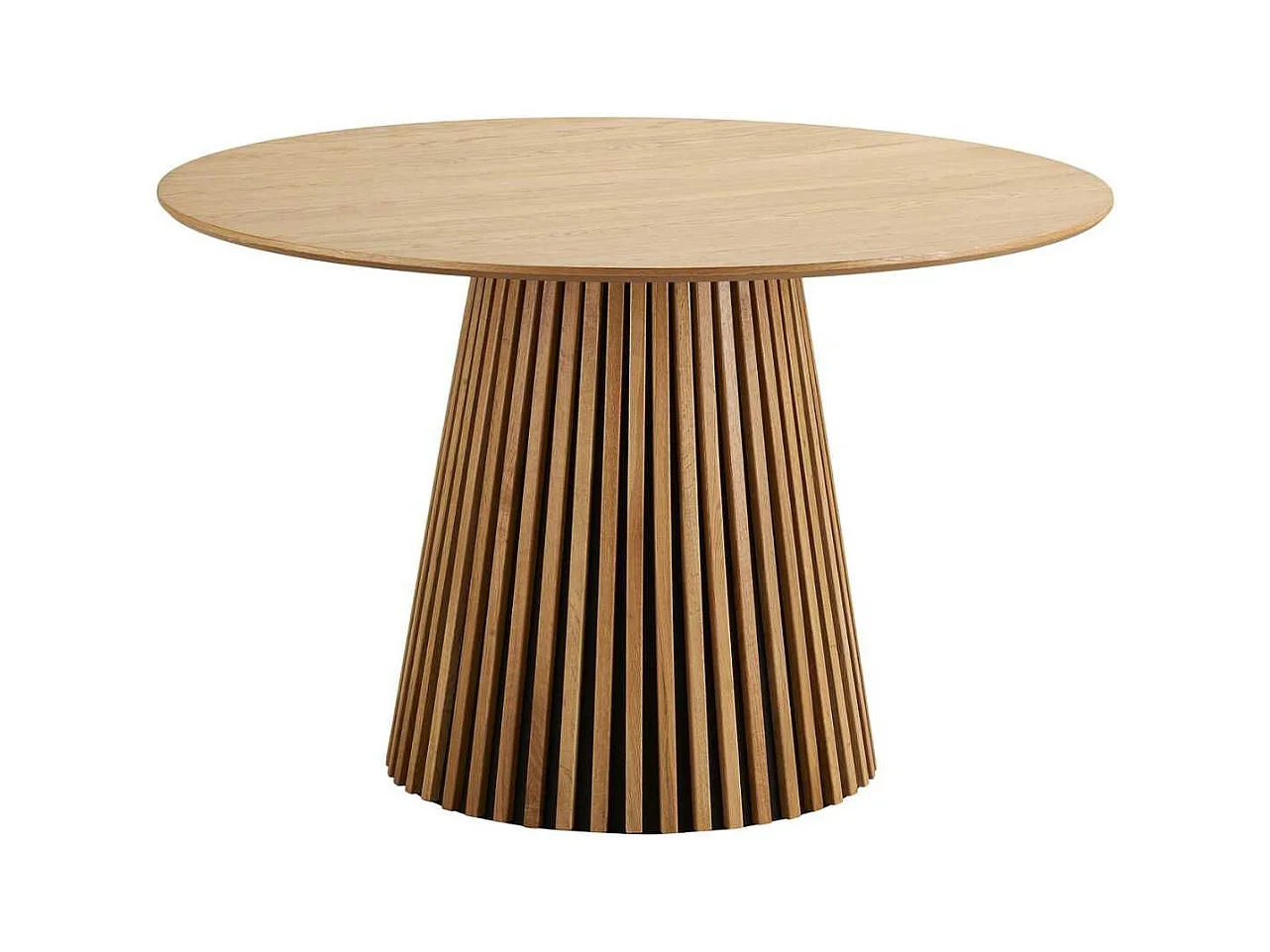 Table repas ronde Ø120cm Pied Central Relief MDF Placage Chêne clair - DUBLIN