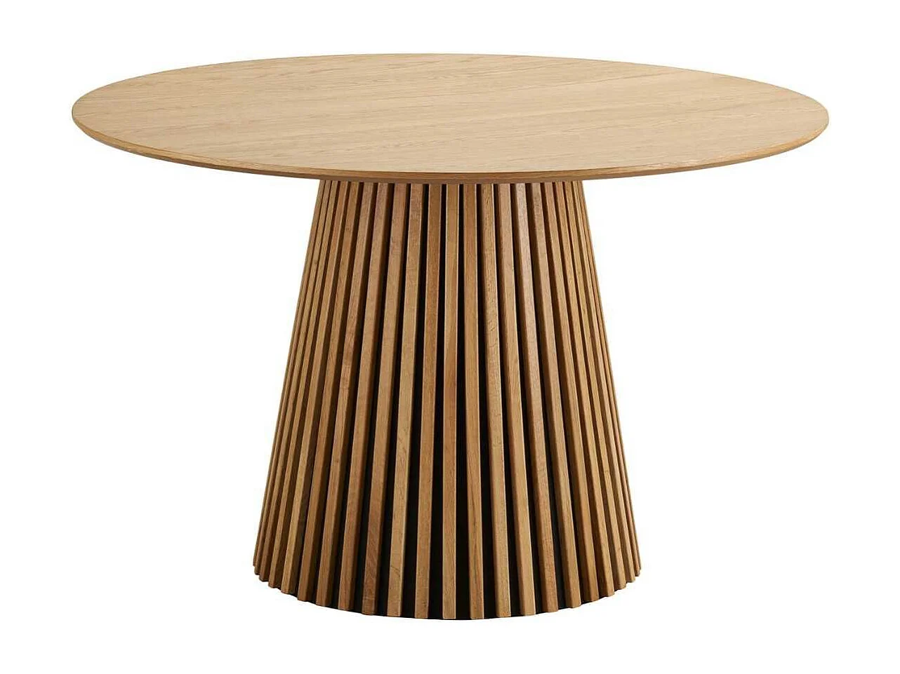 Table repas ronde Ø120cm Pied Central Relief MDF Placage Chêne clair - DUBLIN