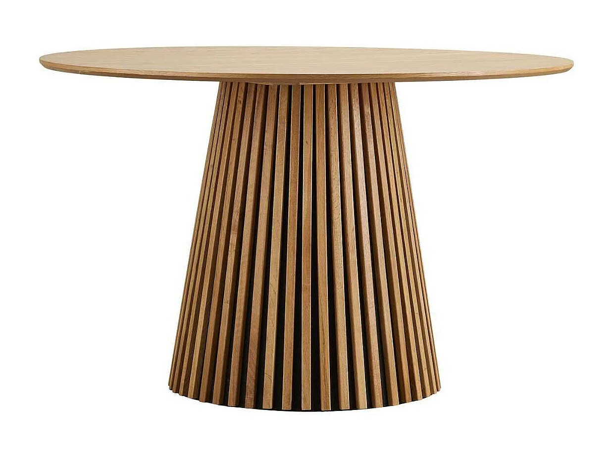 Table repas ronde Ø120cm Pied Central Relief MDF Placage Chêne clair - DUBLIN