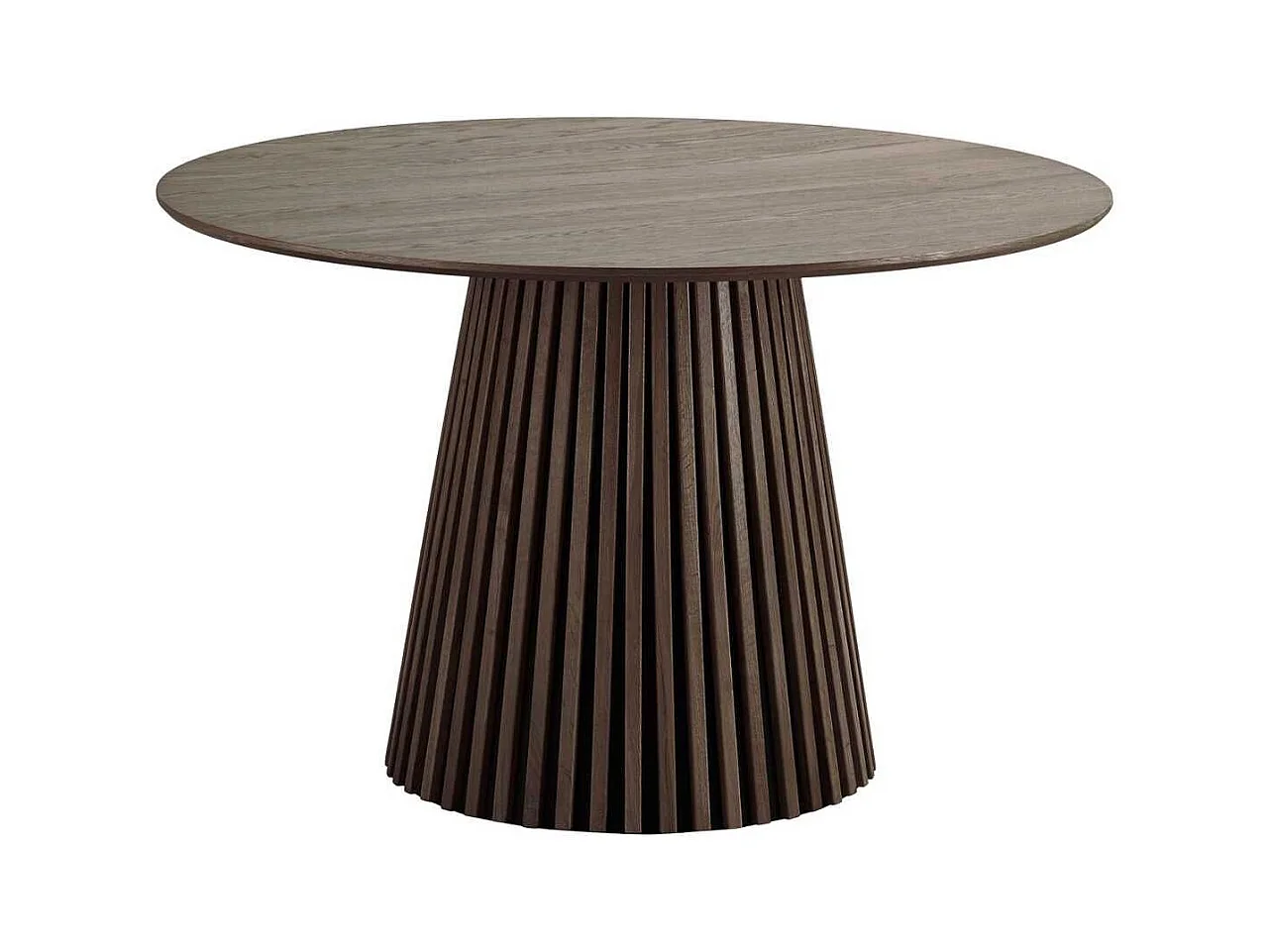 Table repas ronde Ø120cm Pied Central Relief MDF Placage Chêne fumé - DUBLIN