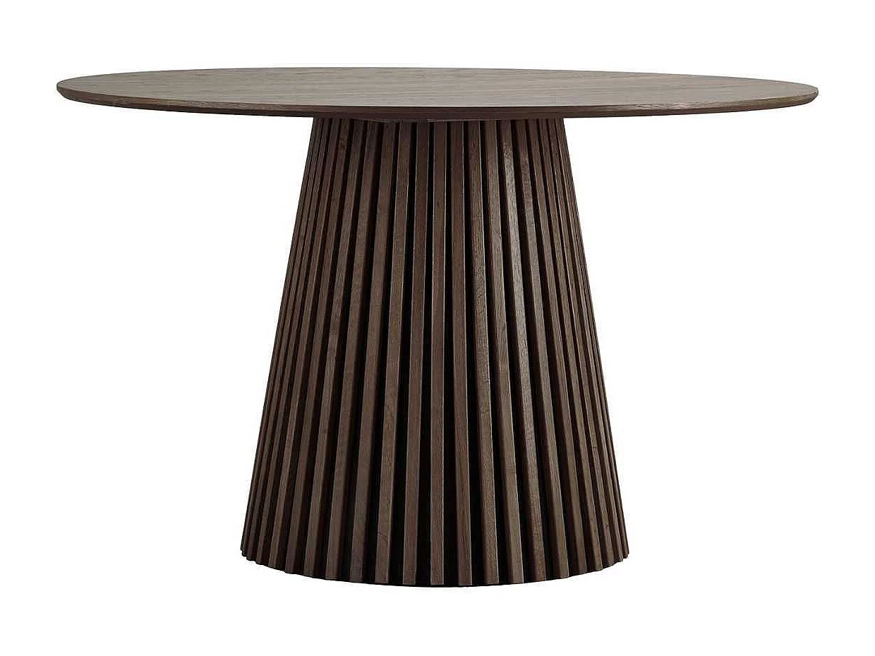 Table repas ronde Ø120cm Pied Central Relief MDF Placage Chêne fumé - DUBLIN