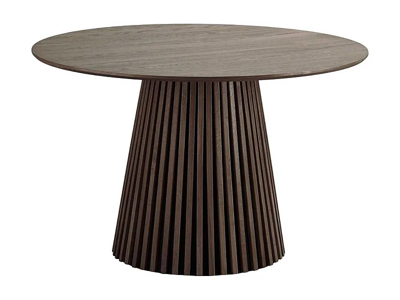 Table repas ronde Ø120cm Pied Central Relief MDF Placage Chêne fumé - DUBLIN