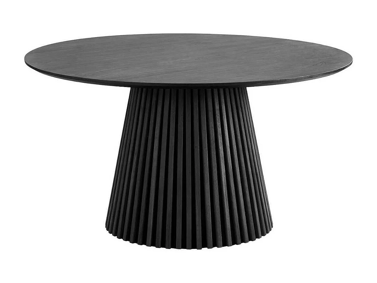 Table repas ronde Ø140cm Pied Central Relief MDF Placage Chêne noir - DUBLIN