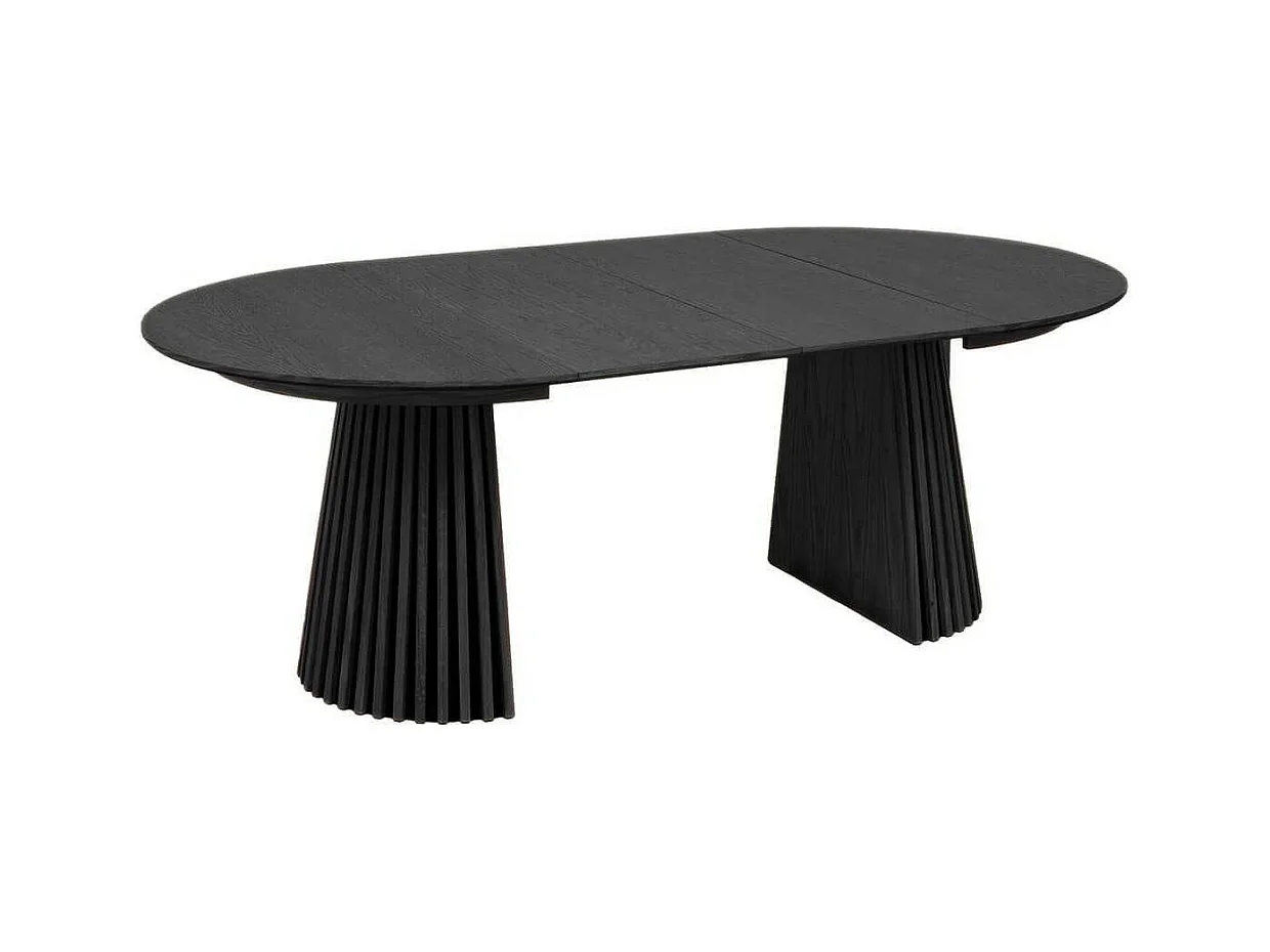 Table repas ronde Ø140cm Pied Central Relief MDF Placage Chêne noir - DUBLIN