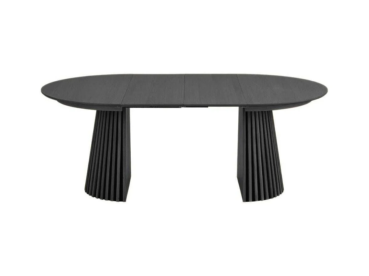 Table repas ronde Ø140cm Pied Central Relief MDF Placage Chêne noir - DUBLIN