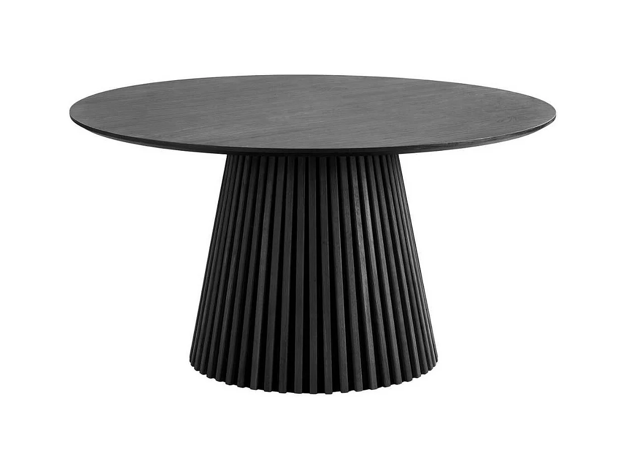 Table repas ronde Ø140cm Pied Central Relief MDF Placage Chêne noir - DUBLIN