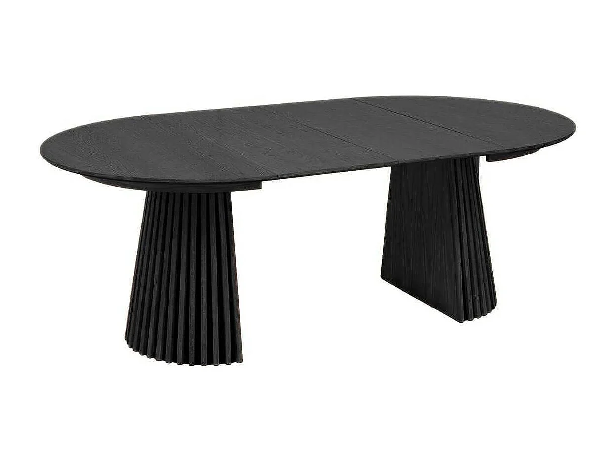 Table repas ronde Ø140cm Pied Central Relief MDF Placage Chêne noir - DUBLIN