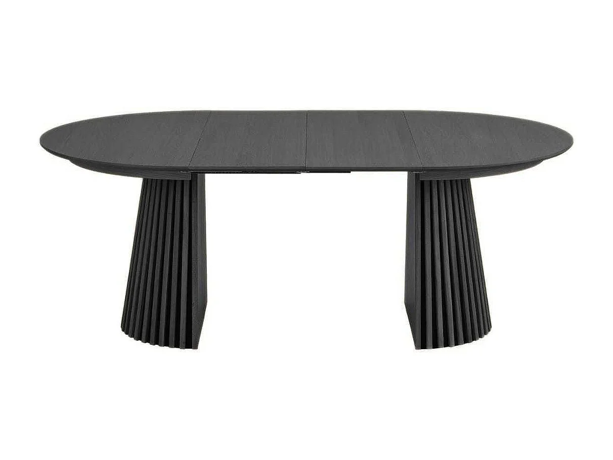 Table repas ronde Ø140cm Pied Central Relief MDF Placage Chêne noir - DUBLIN