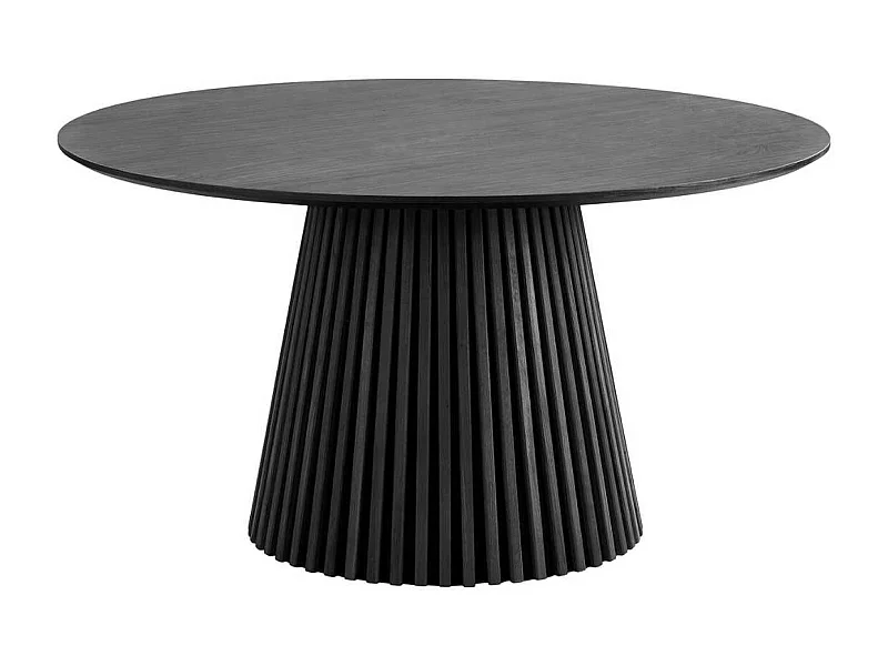 Table repas ronde Ø140cm Pied Central Relief MDF Placage Chêne noir - DUBLIN
