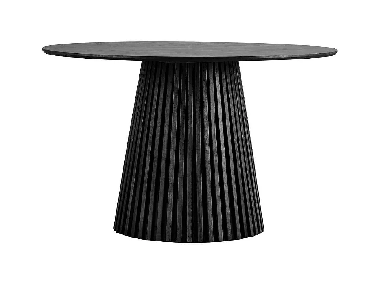 Table repas ronde Ø120cm Pied Central Relief MDF Placage Chêne noir - DUBLIN