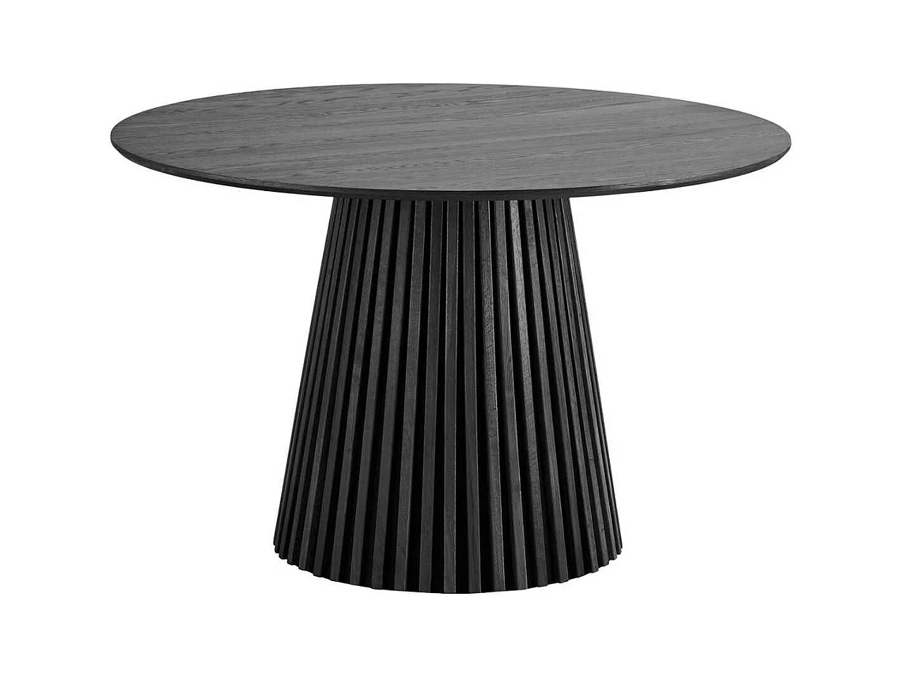 Table repas ronde Ø120cm Pied Central Relief MDF Placage Chêne noir - DUBLIN