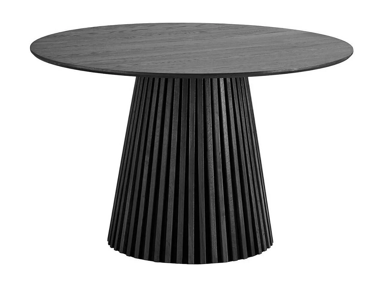 Table repas ronde Ø120cm Pied Central Relief MDF Placage Chêne noir - DUBLIN