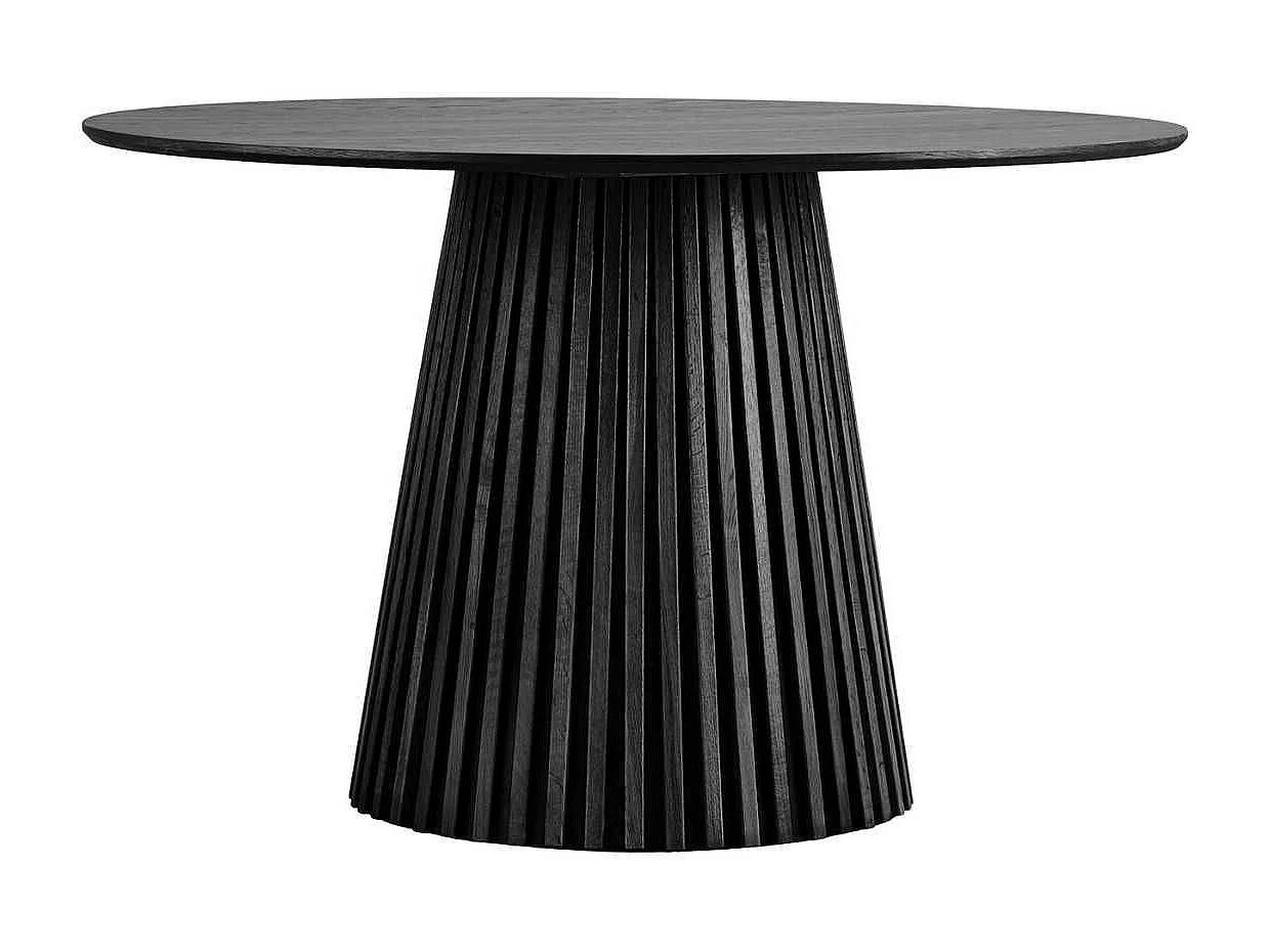 Table repas ronde Ø120cm Pied Central Relief MDF Placage Chêne noir - DUBLIN