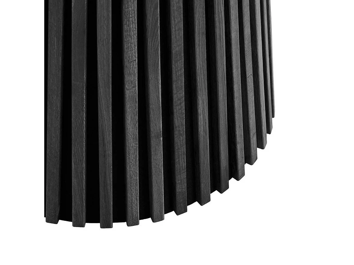 Table repas ronde Ø120cm Pied Central Relief MDF Placage Chêne noir - DUBLIN