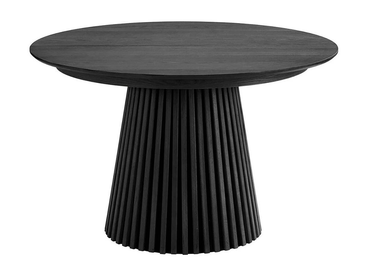 Table Extensible Ronde Pied Central Relief MDF Placage Chêne noir - DUBLIN