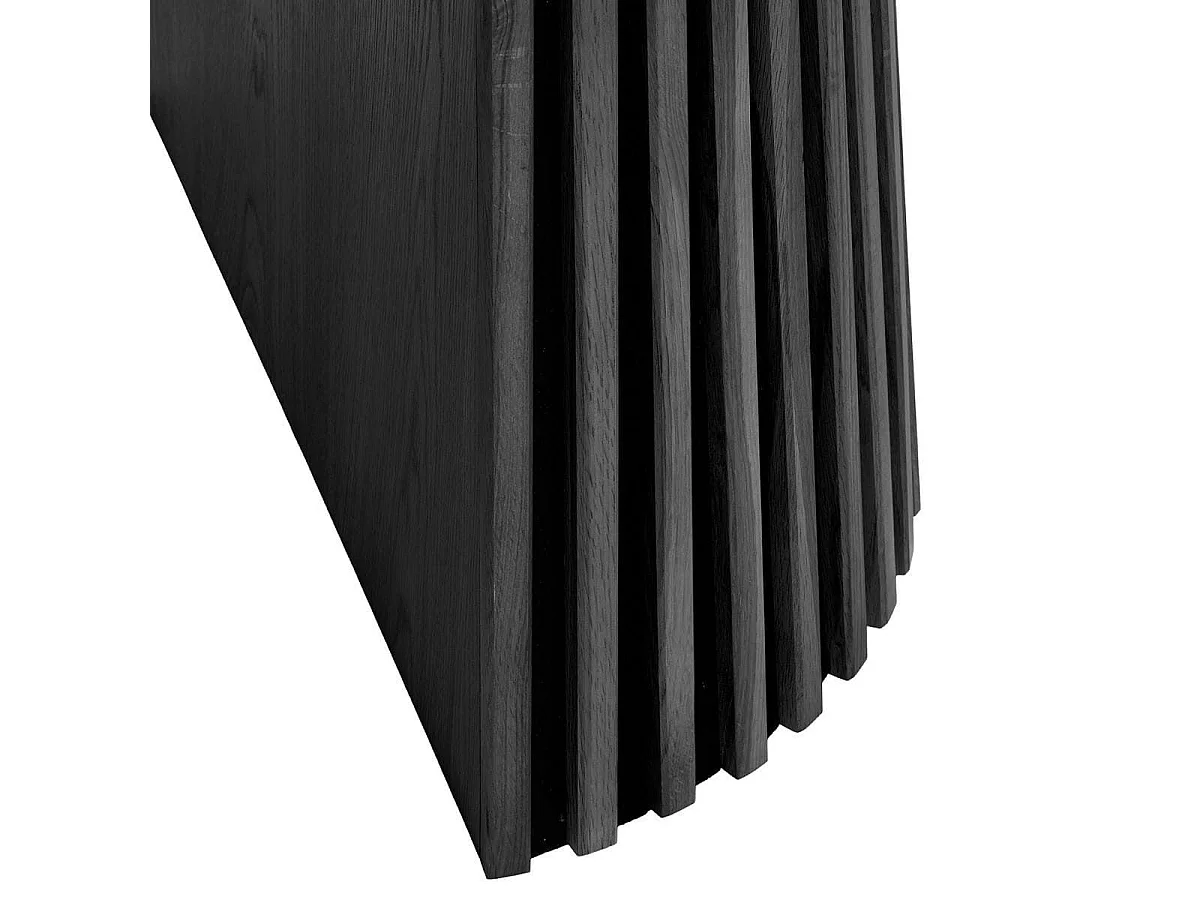 Table Extensible Ronde Pied Central Relief MDF Placage Chêne noir - DUBLIN