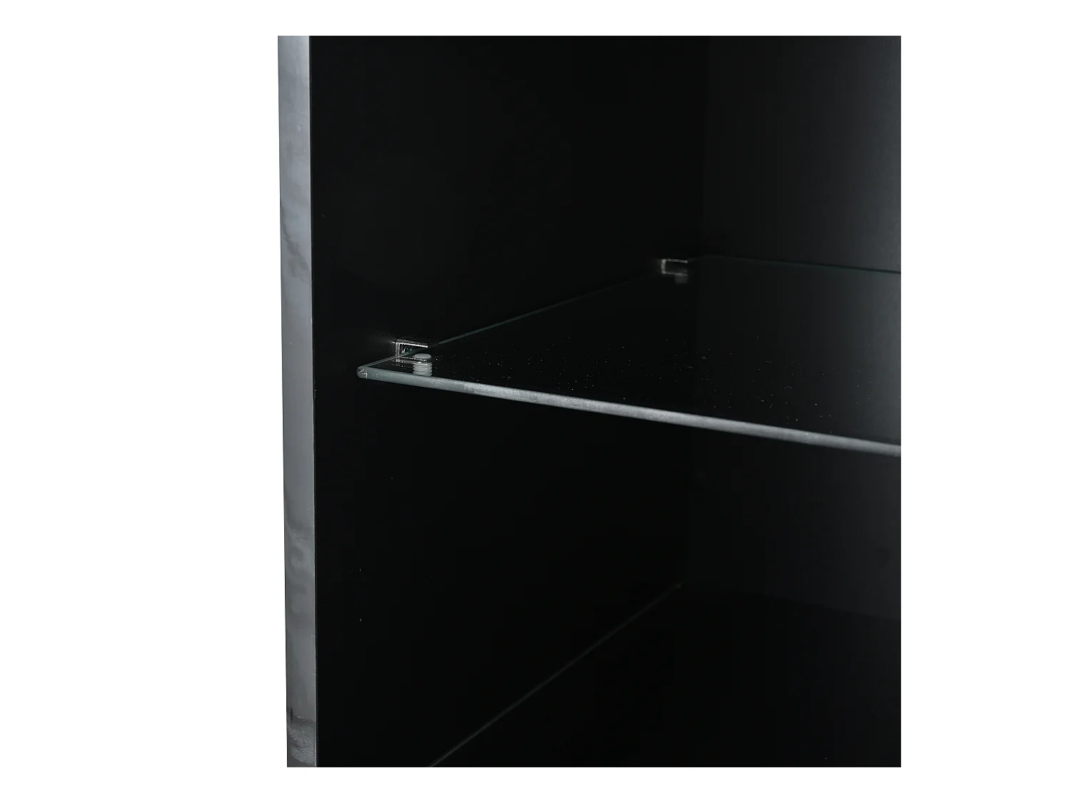 Vitrine LED avec 1 tiroir de rangement et 4 portes, étagères en verre - noir