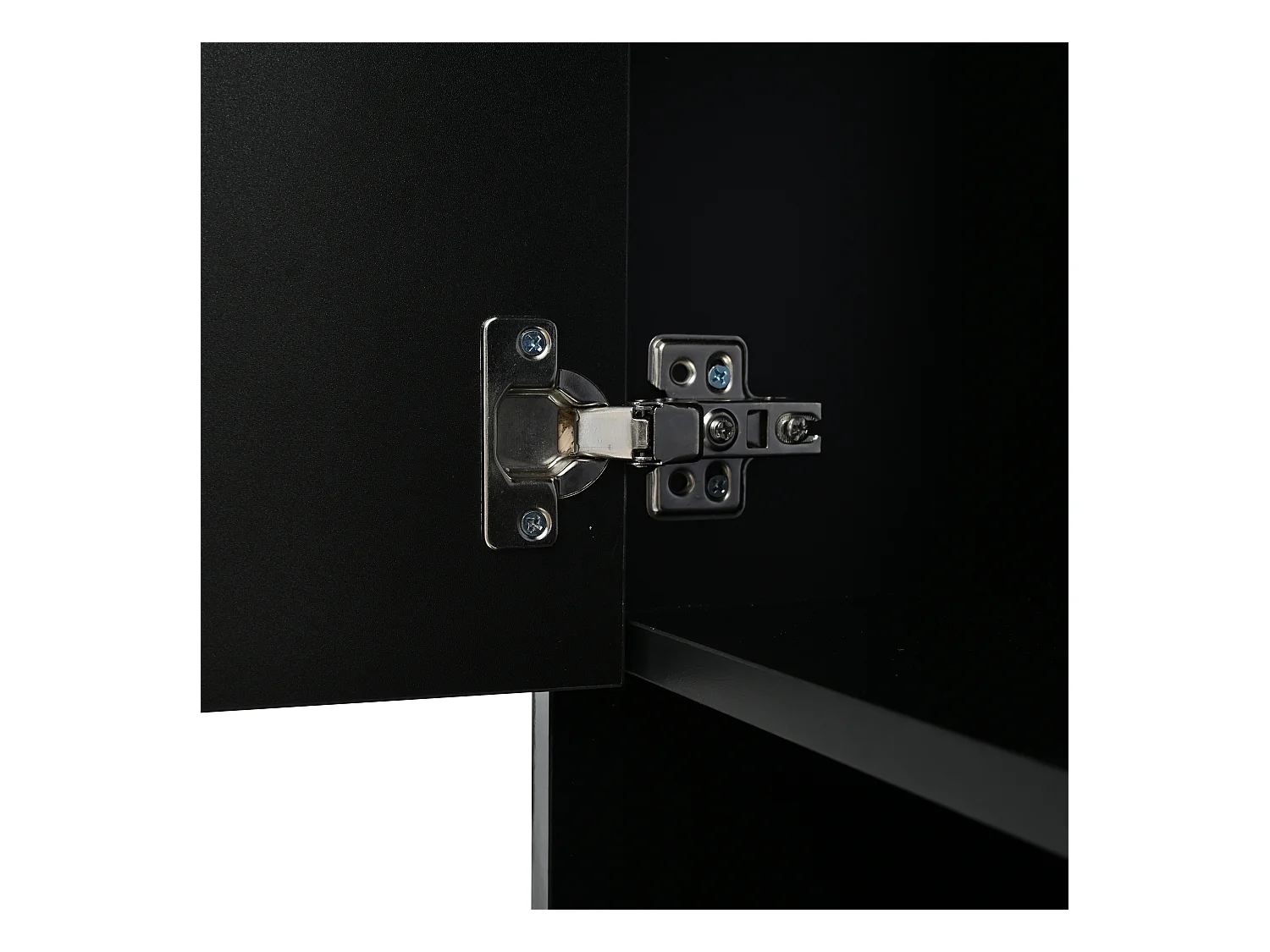 Vitrine LED avec 1 tiroir de rangement et 4 portes, étagères en verre - noir