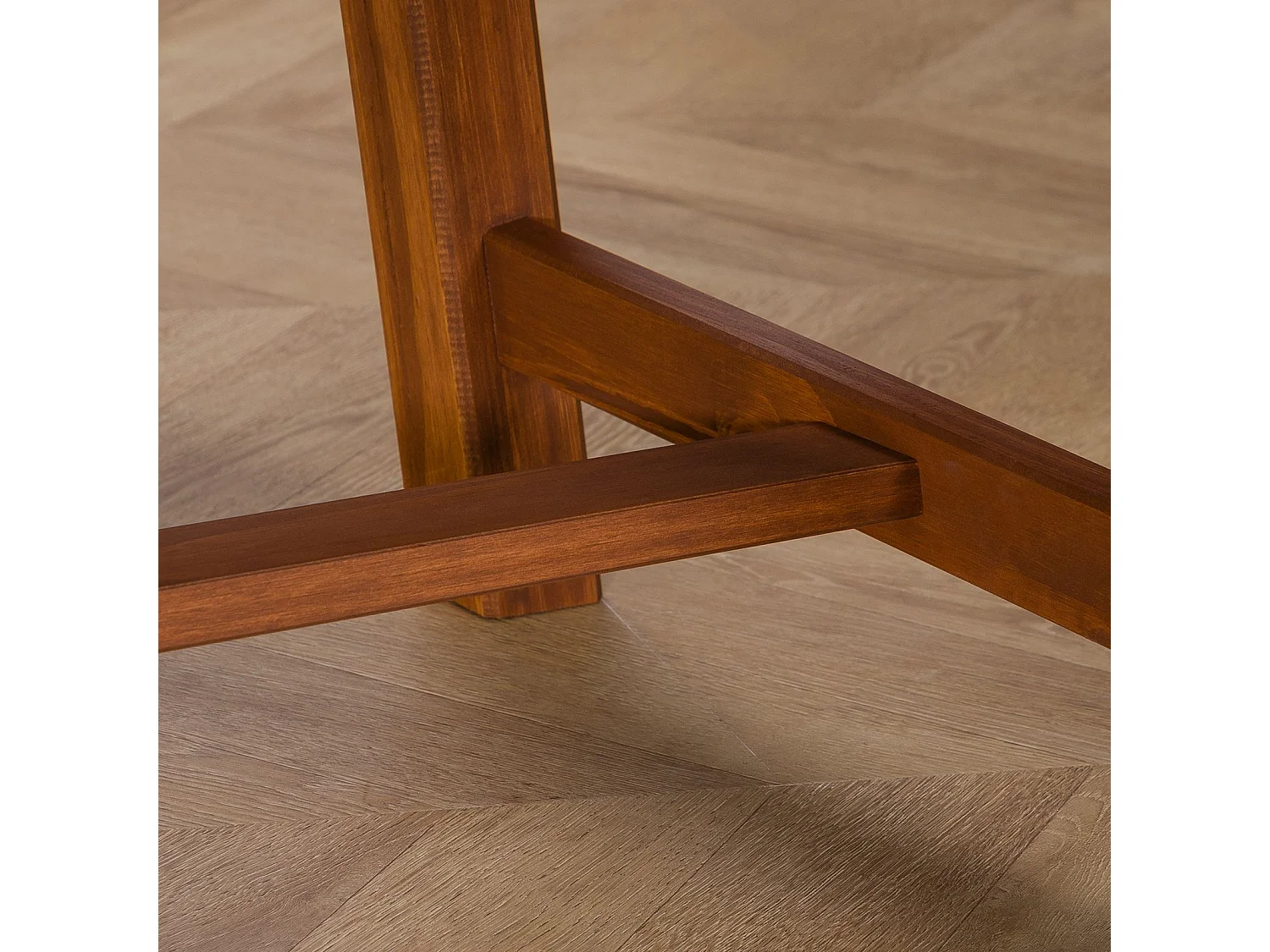 Table basse LUZERNA rectangulaire pour salon en bois massif brun foncé, 110 x 45 cm, design moderne minimaliste, pieds en bois