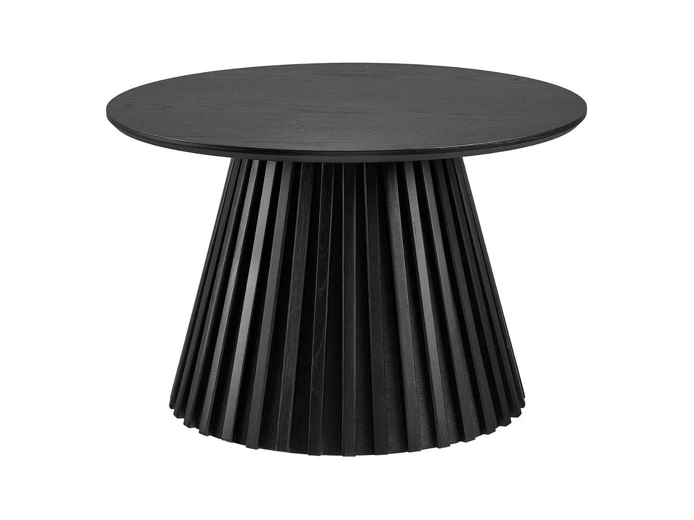 Table basse Ronde Pied Central Relief MDF Placage Chêne noir - DUBLIN