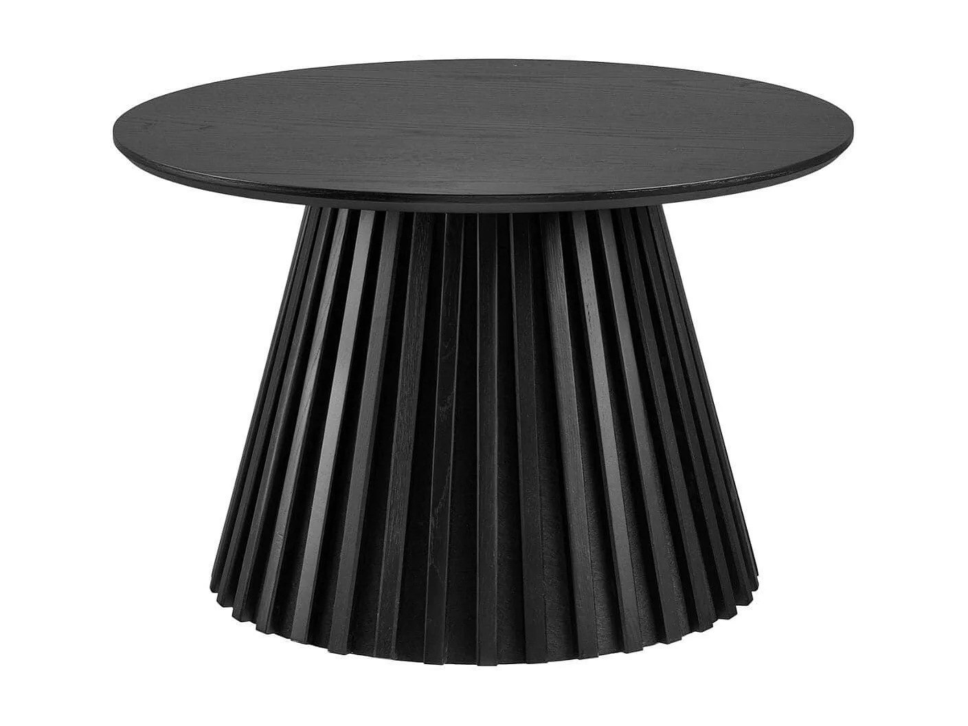 Table basse Ronde Pied Central Relief MDF Placage Chêne noir - DUBLIN