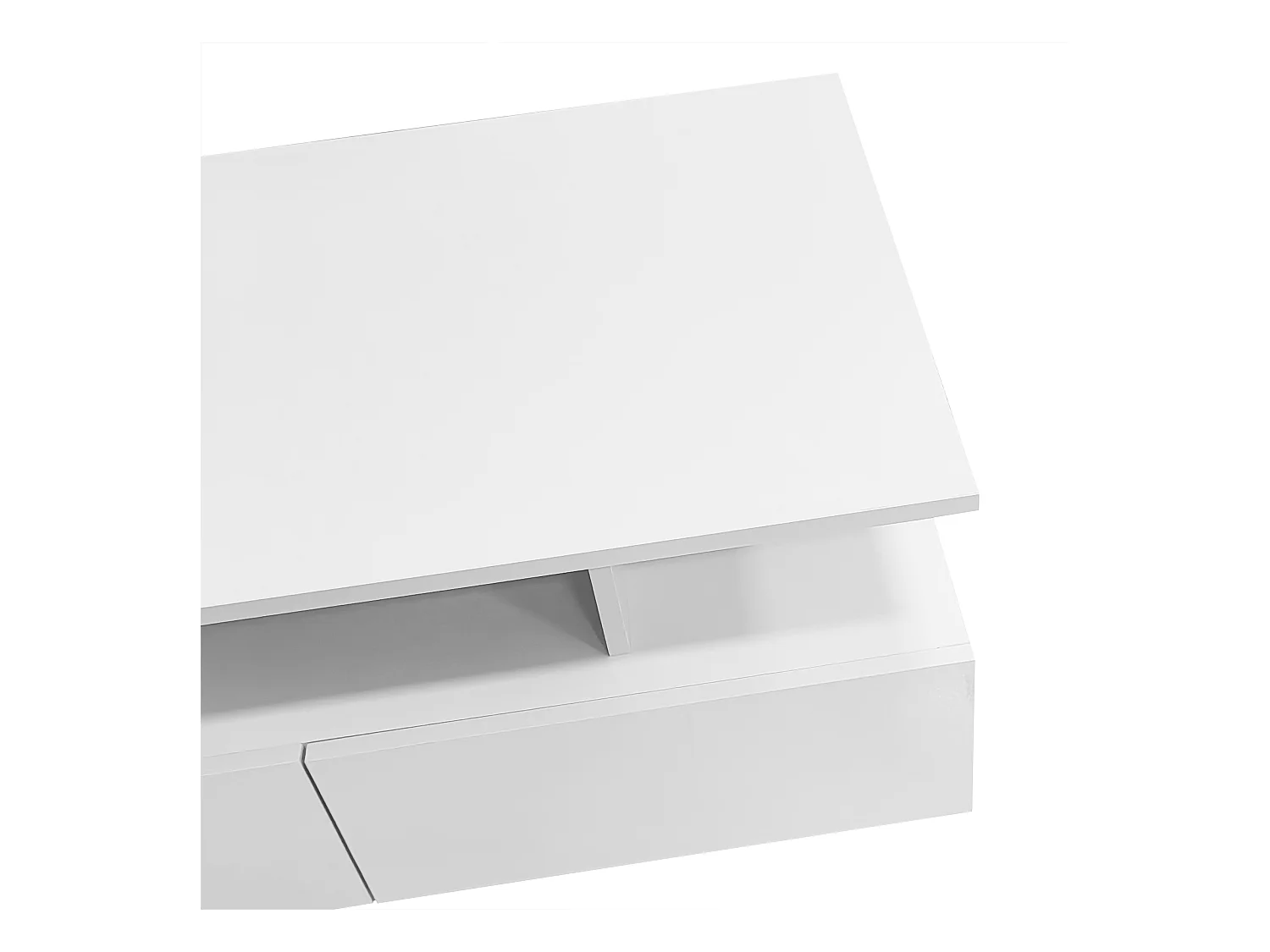 Table basse LED avec 2 tiroirs de rangement et étagères ouvertes - blanc