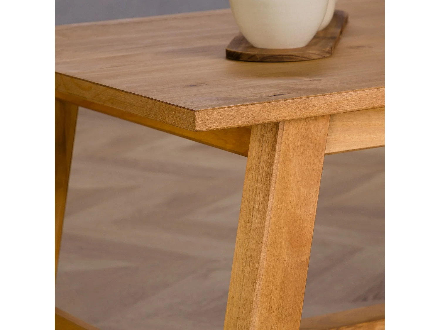 Table basse LUZERNA rectangulaire pour salon en bois massif laqué, 110 x 45 cm, design moderne minimaliste, pieds en bois