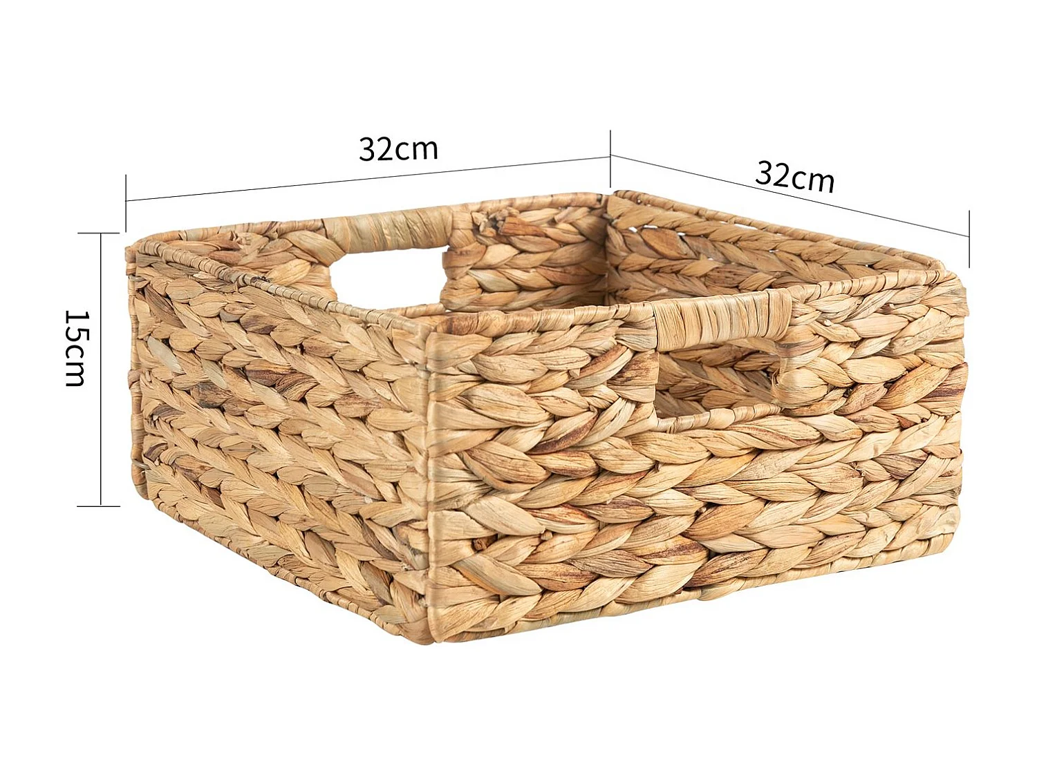 Lot de 2 paniers LANZI en jacinthe d'eau, boîtes de rangement en fibre naturelle, coloris naturel
