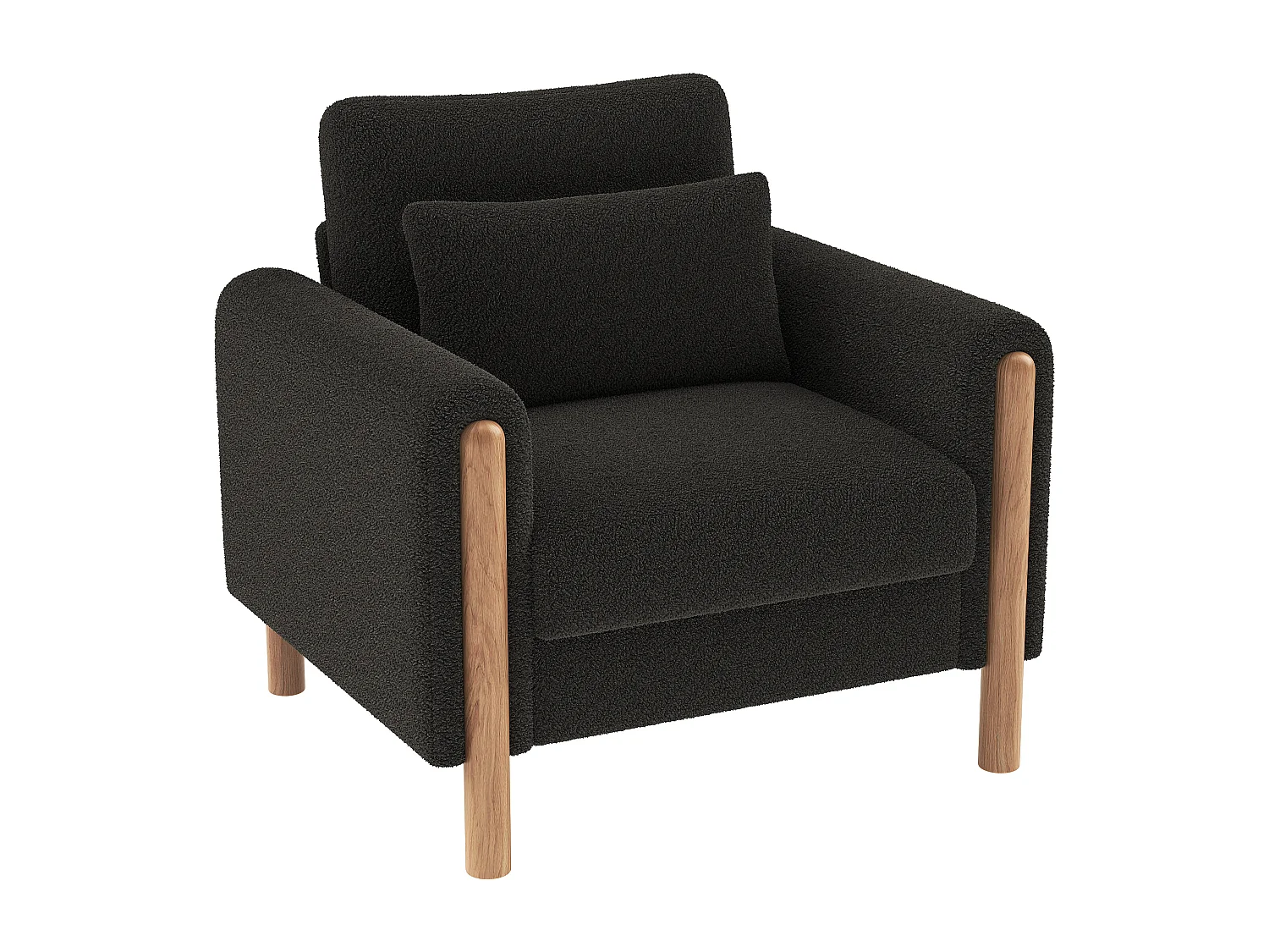 Fauteuil moderne avec coussin épais - 87 x 83 x 88.5 cm - fauteuil simple - velours - gris