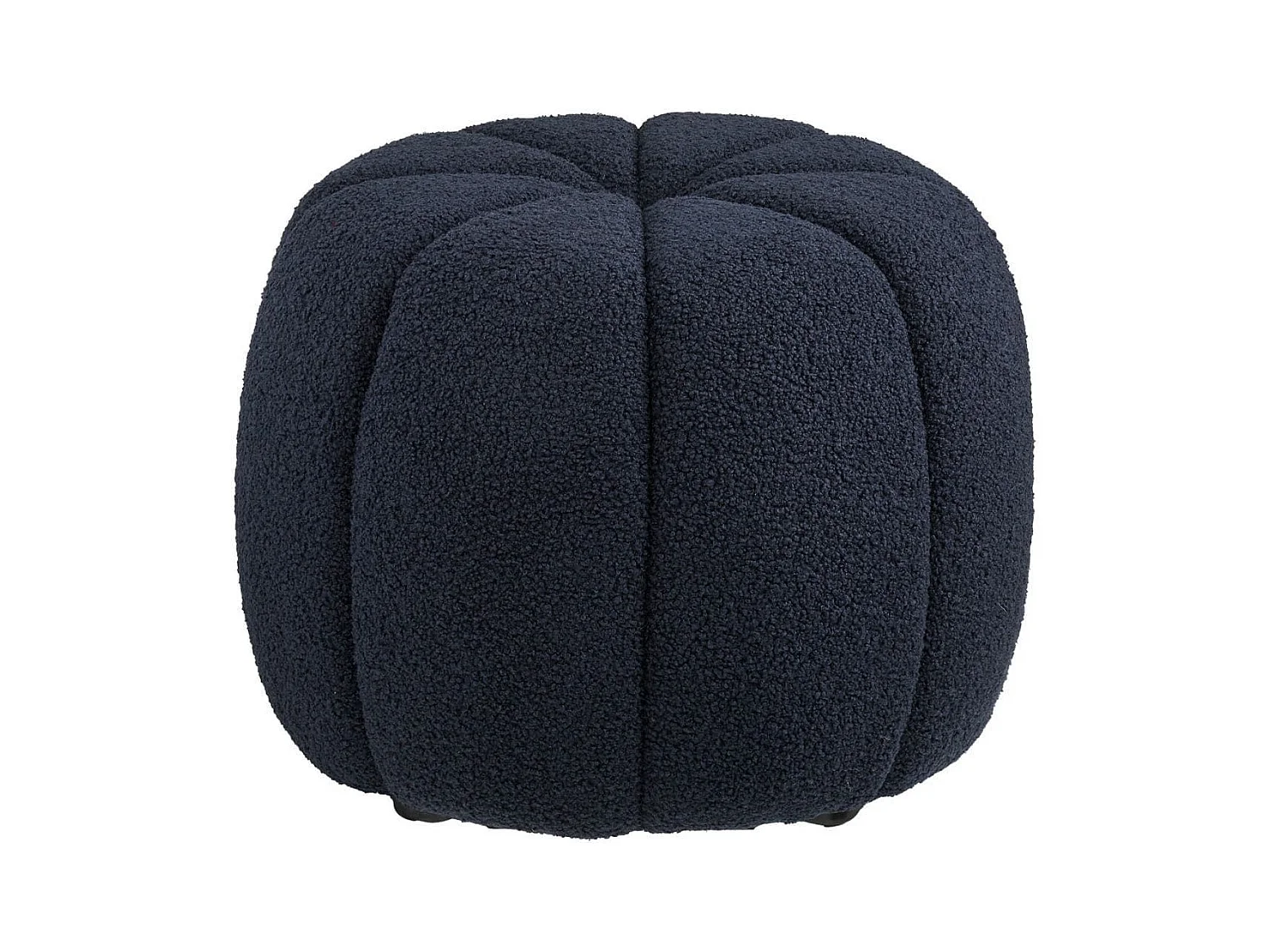 Pouf Rond en Tissu Bouclé bleu marine Pieds MDF - PUMBA