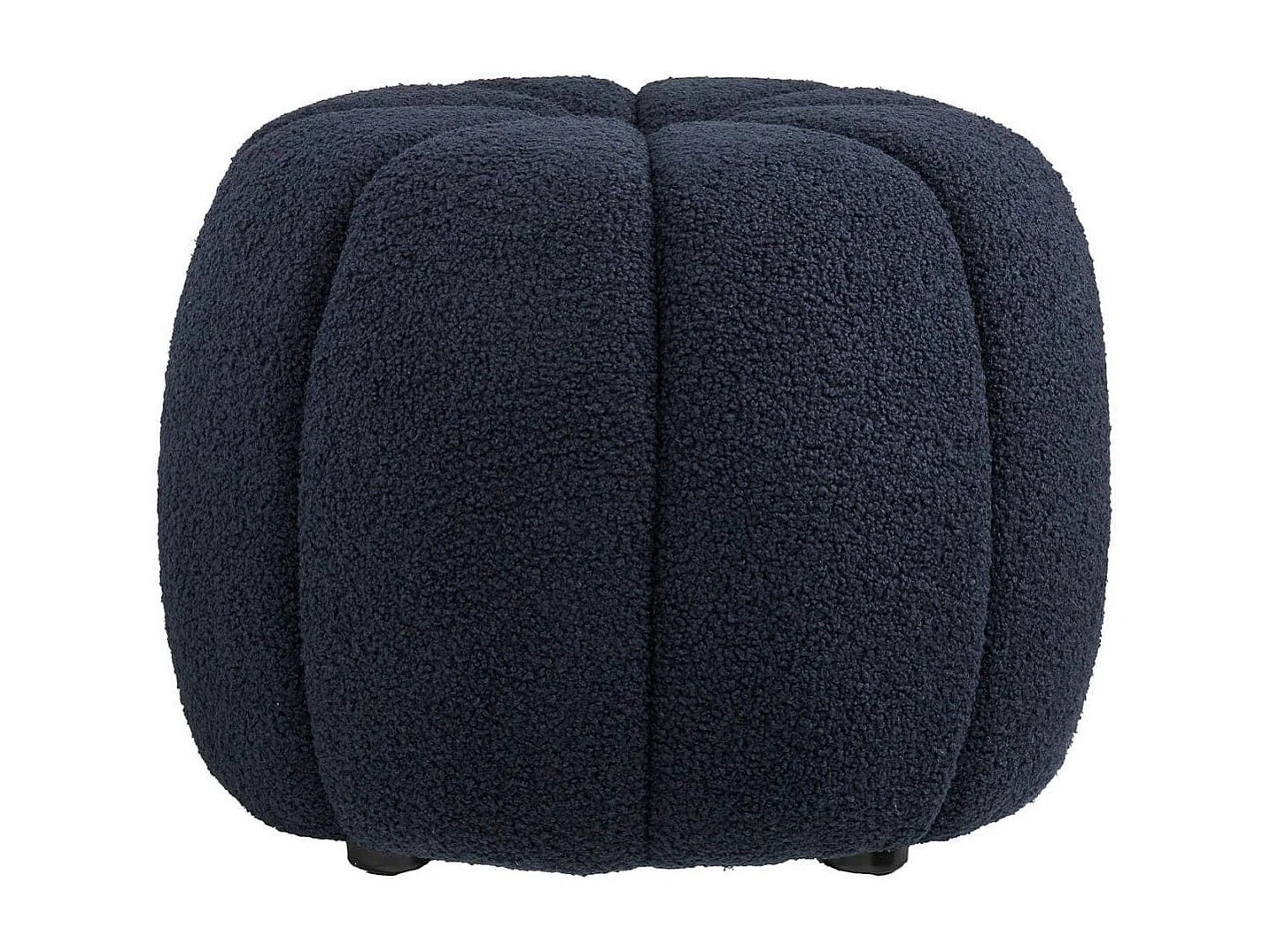 Pouf Rond en Tissu Bouclé bleu marine Pieds MDF - PUMBA